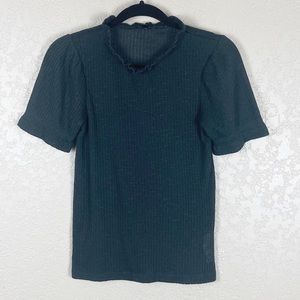 J Crew Puff sleeve pointelle short sleeve top